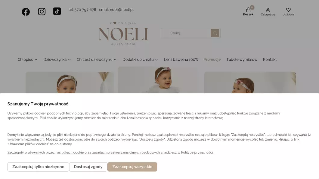 Sklep z ubrankami do chrztu Noeli